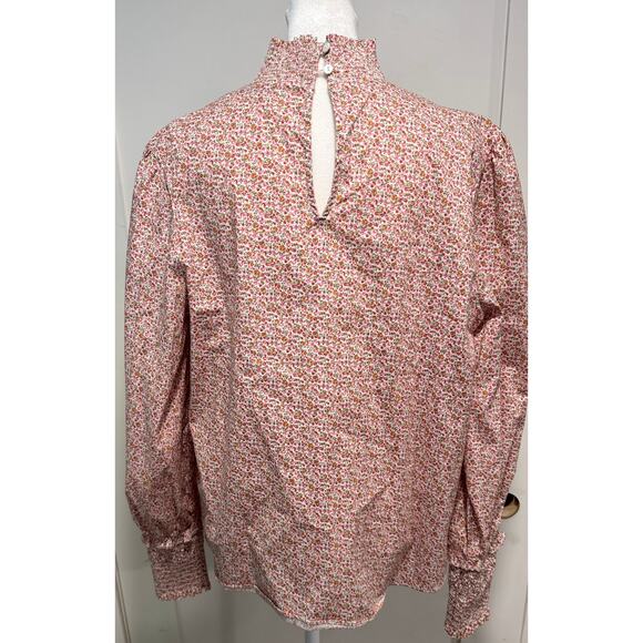 POMANDER PLACE x Tuckernuck Floral Modoc Blouse Smocked Mock Neck Size S - Picture 4 of 5